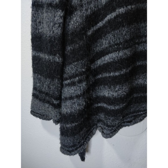 360 Sweater Gray & Black Striped Wool Blend Drape Front Open Cardigan Size S - Picture 6 of 7